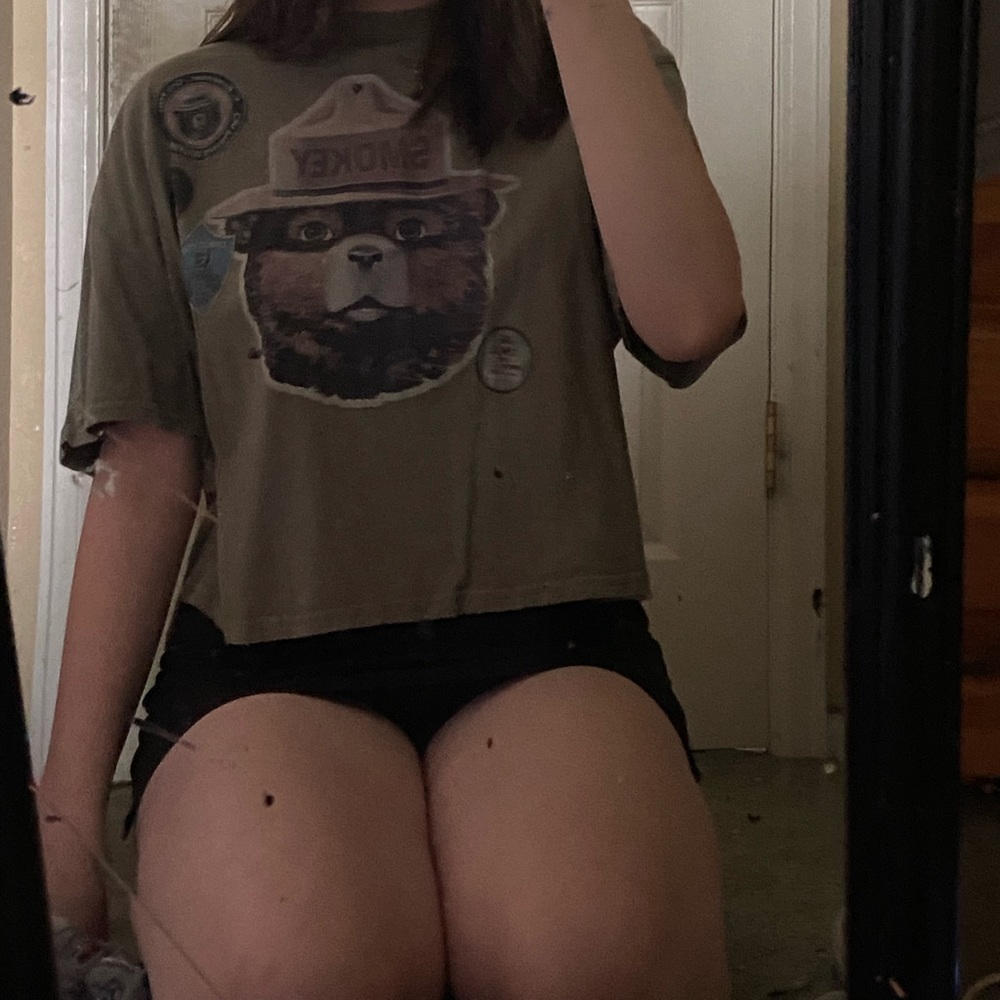 Army green, Smokey the bear crop top